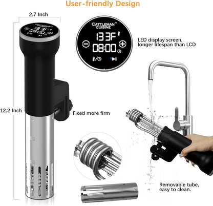 Sous Vide Machine Wi-Fi, Immersion Circulator Precise Cooker, Sous Vide Kit with 30 Vacuum Seal Bags, Vacuum Pump, Cookbook, Accurate Temperature & Timer, 1000W, IPX7 Waterproof,