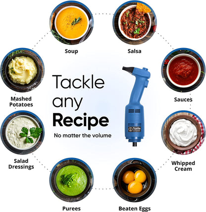 Commercial Immersion Blender, Restaurant Professional Use, 220W 4000-20000RPM, Stainless-Steel, 8 Inch Removable Shaft with Variable Speed