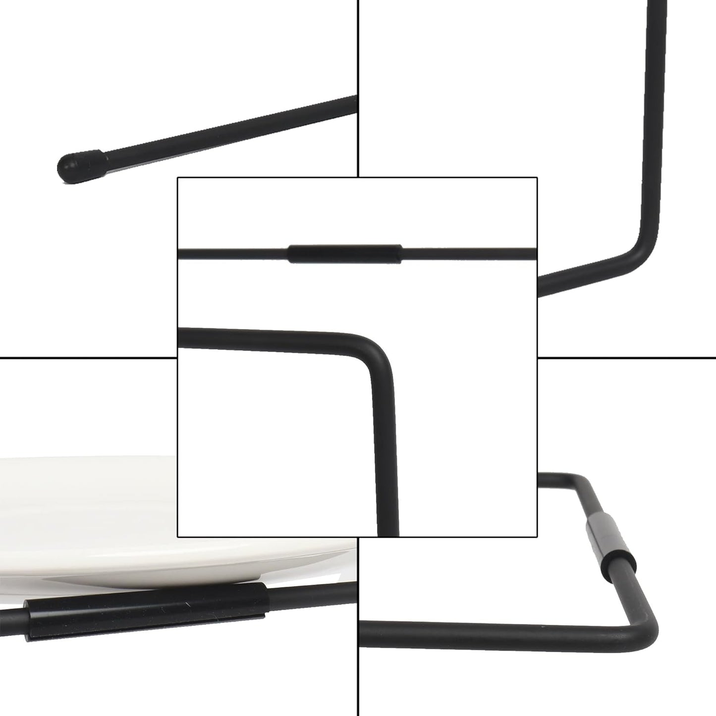 HPC DECOR 6PCS Black Metal Pizza Stands for Tables- Pizza Pan Riser Rack Holder- Food Display Riser Stands for Party Buffet Table Platter Tray- Metal Display Stands for Home, Restaurant, Catering