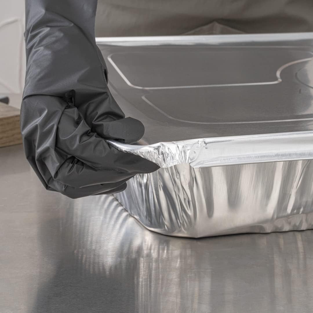 LIDS ONLY: Foil Lux Foil Pan Lids 25 Oven-Ready Foil Tray Lids -Fits Full-Size Steam Table Lids Freezable Silver Aluminum Disposableturkey Pan Lids Pans Sold Separately