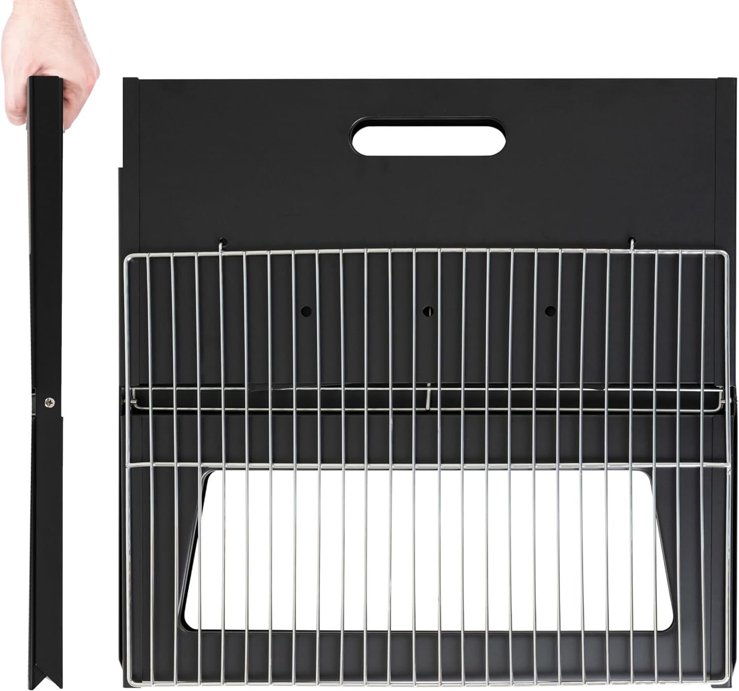 60508 Notebook BBQ Grill 3.5Mm Cooking Bars Instant Foldable & Easy Portability for Outdoor Barbecues Camping Traveling Picnics Garden Beach Party - Black