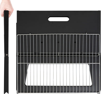 60508 Notebook BBQ Grill 3.5Mm Cooking Bars Instant Foldable & Easy Portability for Outdoor Barbecues Camping Traveling Picnics Garden Beach Party - Black