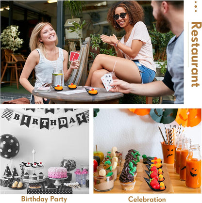 300 Pcs 4 Inch Tear Drop Mini Appetizer Plates Plastic Spoons Catering Supplies Small Mini Spoons Tasting Spoons Appetizer Dishes Mini Dessert Bowls Dessert Spoons Disposable Spoons for Party (Black)