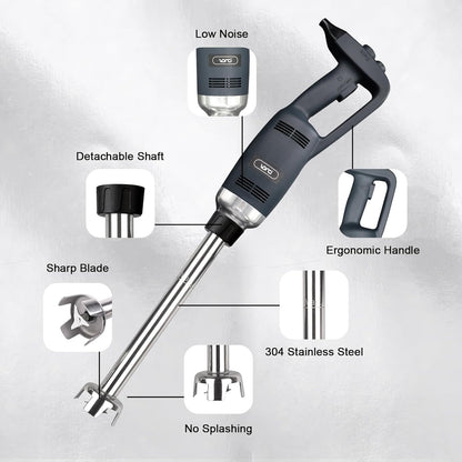 500W Commercial Immersion Blender, 15.7" SUS 304 Removable Shaft, Heavy Duty Power Hand Mixer with Variable Speed 6000-20000RPM, Professional Electric Stick Blender for Restaurant Kitchen Use.