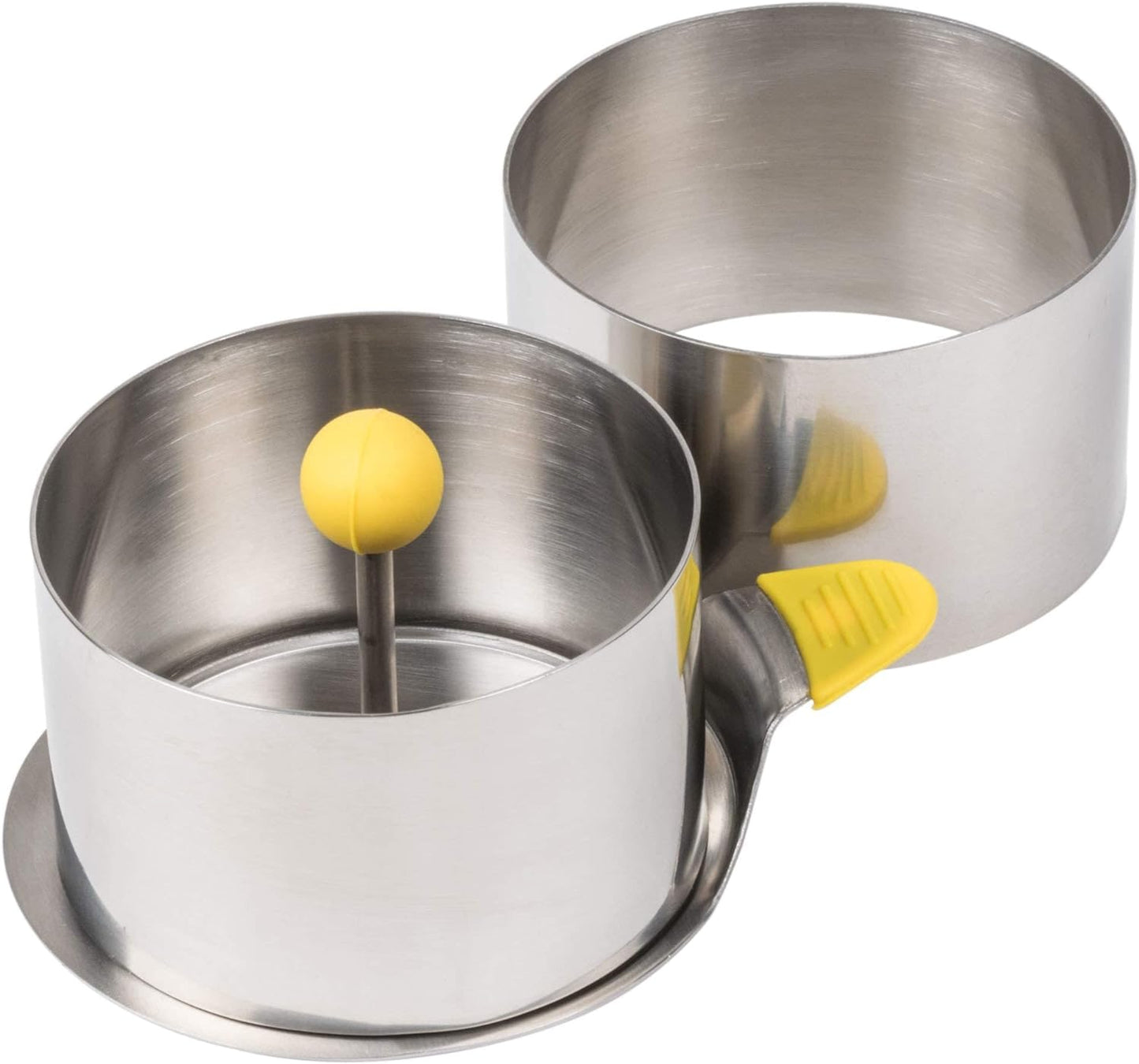 round Food Molding Set, 3.5 by 2.1-Inches High, 4-Piece Set Includes 2 Rings, Fitted Press & Transfer Plate