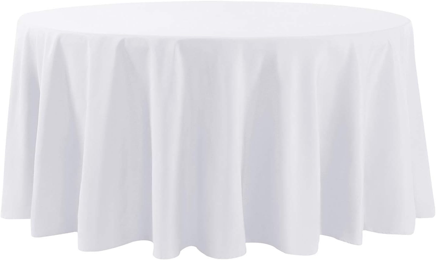 120 Inch round Tablecloth Washable Polyester Table Cloth Decorative Table Cover for Wedding Party Dining Banquet (120 Inch,White)