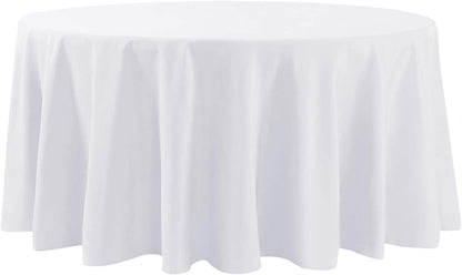 120 Inch round Tablecloth Washable Polyester Table Cloth Decorative Table Cover for Wedding Party Dining Banquet (120 Inch,White)