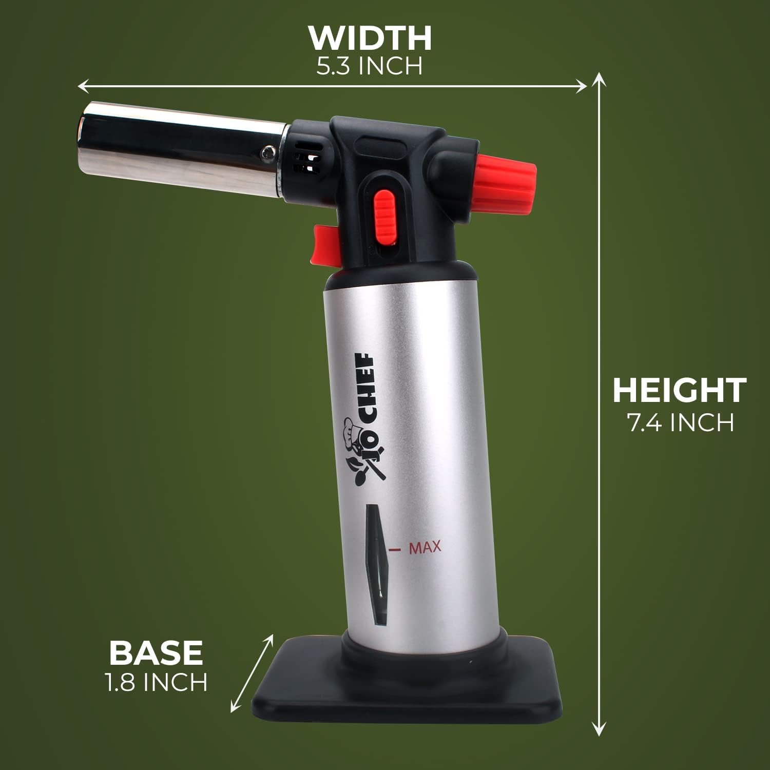 Kitchen Torch with Butane Included, Refillable Torch, Creme Brulee Blow Lighter Gun Safety Lock & Adjustable Flame, Culinary Cooking for Food, 2 Cans Included